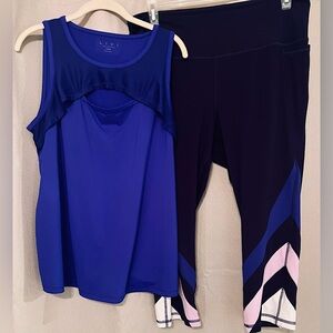 Cobalt blue and navy workout set.